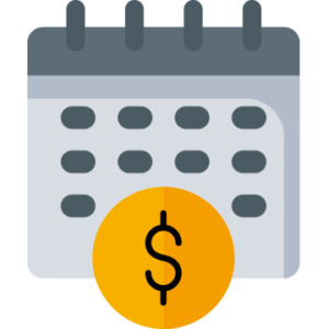 calendrier gris avec un signe dollar dessus